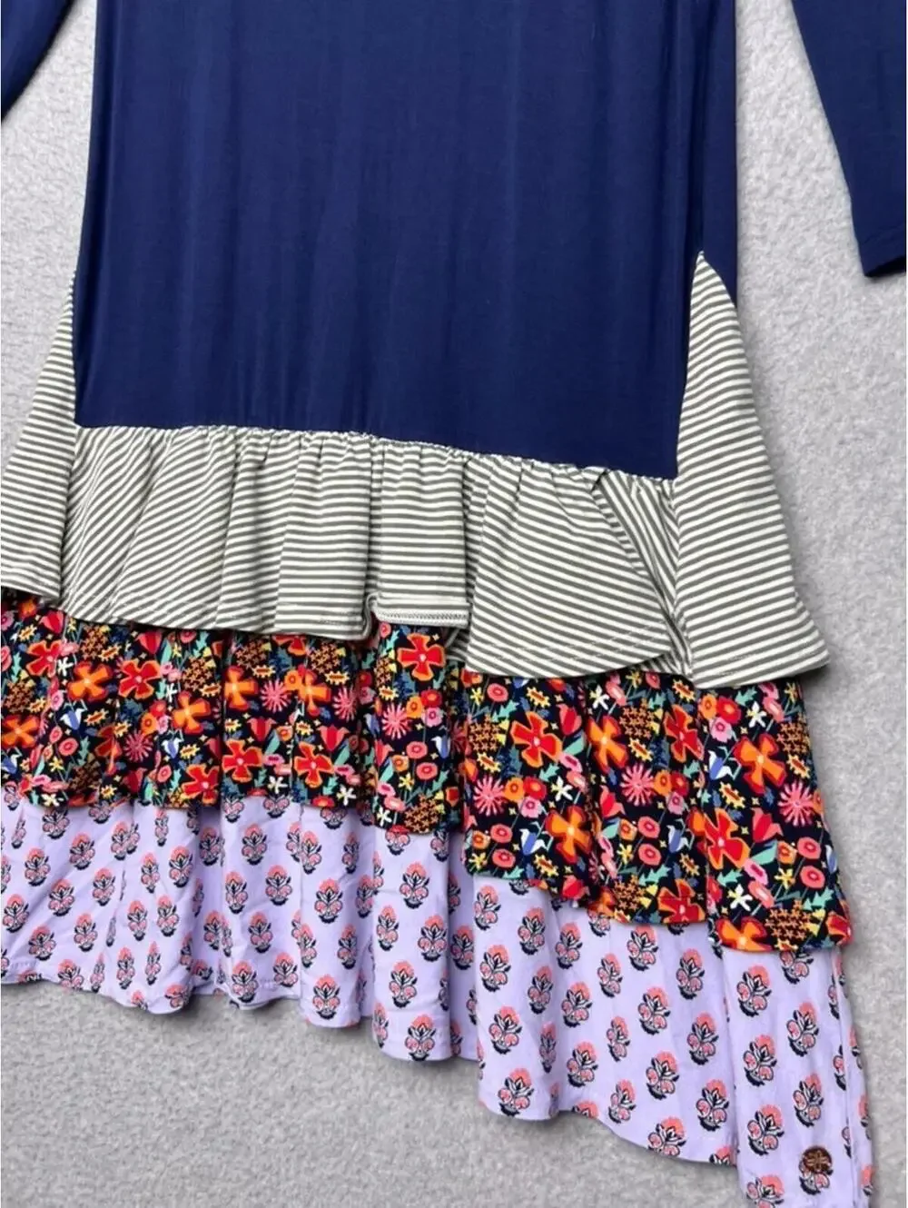 Matilda Jane 435 Night Falls Dress 16 Navy Floral Ruffle Cottagecore Boho Twirl
